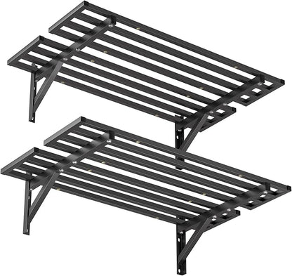 Ultrawall Heavy Duty Garage Wall Shelves, 2 x 4 ft Wall Mounted Storage Shelves, Holds Up to 800Lbs, 2Pack, Black