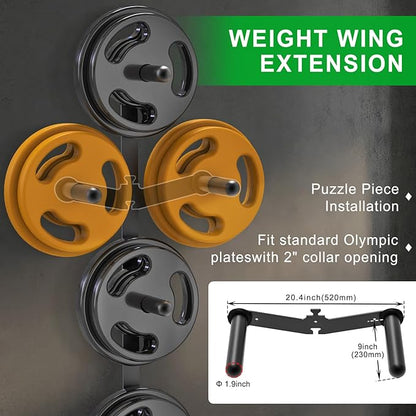 Kipika Weight Plate Storage Rack - Wall Mounted Weight Plate Holder with Durable Steel Construction Organizer for Olympic Plates, 1000lb Capacity, Space-Saving for Home Gym