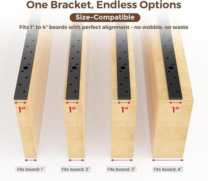 Floating Shelf Bracket Kit (No Router Needed) with Drill Guide Jig – Fits 1"–4" Thick Shelves – Heavy Duty 150lbs Capacity – Galvanized Steel with Countersunk Holes for Flush Mount(18″X6″X1″)