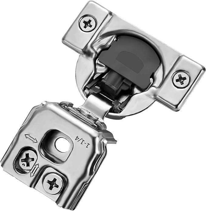 Ravinte 6 Pack 3 Pairs 1-1/4 inch Overlay Soft Close Hinges for Kitchen Cabinet Hinges Satin Nickel Hidden Hinges Stainless Steel Concealed Hinge self Closing
