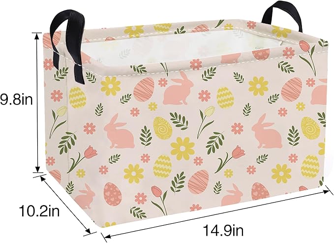 Essme Rectangular Easter Baskets,Kids Storage Basket with Handles for Easter Room Decor, Boys Box,Cute Storage Bin.