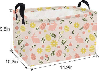 Essme Rectangular Easter Baskets,Kids Storage Basket with Handles for Easter Room Decor, Boys Box,Cute Storage Bin.