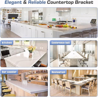 Countertop Support Brackets Heavy Duty 4 Pack 1/4" Thick 12 Inch Flat Hidden Knee Wall Countertop Bracket for Granite Quartz Wood Concret Countertops Screws Included