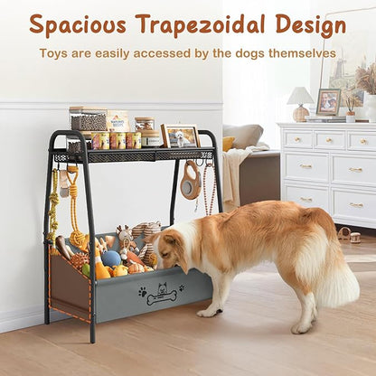 Large Dog Toy Basket (23.6"x11.2"x9.7"), Dogs Toy Bin with Storage Organizer, Trapezoid Toy Box for Dog Stuff Accessories, Pet Toy Storage Holder Chest for Cat Dogs Essential Supplies