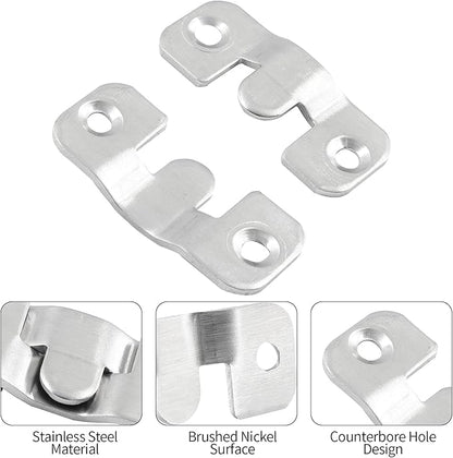 10 Sets Flush Mount Bracket with Screws, Heavy Duty Picture Hangers, Stainless Steel Z Clip Bracket Picture Wall Mount Hardware for Wall Hanging Large Pictures, Art Paintings, 1.69" x 0.75"