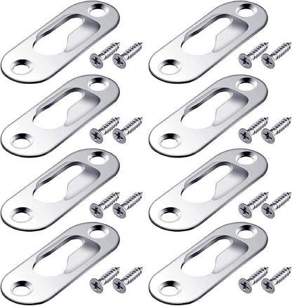 Hotop 40 Pieces Single Keyhole Picture Frame Hanger with 80 Pieces Screws Metal Keyhole Hanging Fasteners Brackets for Mirror Frame Cabinet, 43 x 16 mm(Silver)