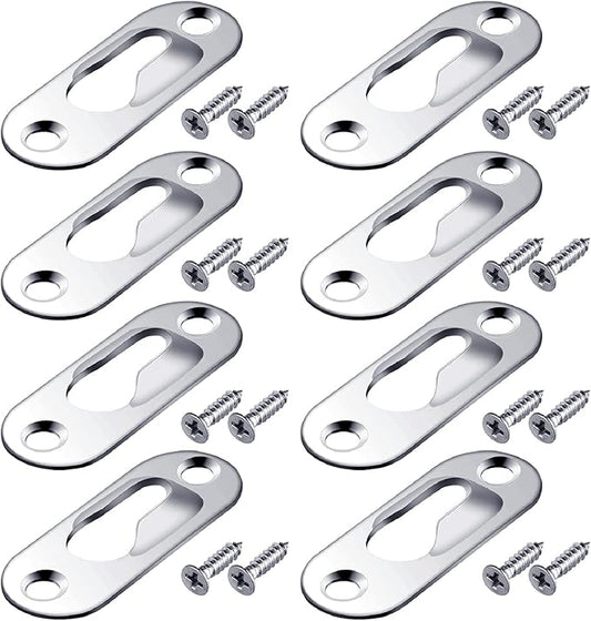 Hotop 40 Pieces Single Keyhole Picture Frame Hanger with 80 Pieces Screws Metal Keyhole Hanging Fasteners Brackets for Mirror Frame Cabinet, 43 x 16 mm(Silver)
