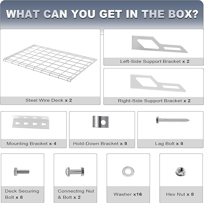 The Atlas 2-Pack 2x3 ft Garage Wall Shelves, 400lbs Heavy Duty Garage Shelving Wall Mounted, 24"x36" Metal Floating Shelf Storage Rack, White