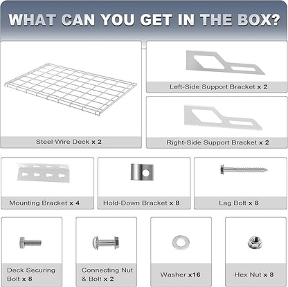 The Atlas 2-Pack 2x3 ft Garage Wall Shelves, 400lbs Heavy Duty Garage Shelving Wall Mounted, 24"x36" Metal Floating Shelf Storage Rack, White