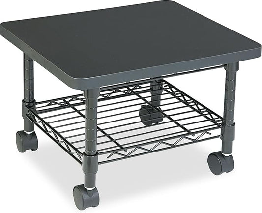 Safco Onyx Rolling Cart Printer Stand, Under-Desk Mobile Utility Table for Home Office with Steel Shelf, Gray