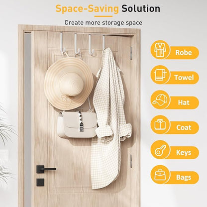 16 Pack Over The Door Hooks, Door Hanger Hook, Towel Hooks for Hanging, Towel Hanger for Bathroom, Fit 1 3/8" Door White, Dorm Room Essentials