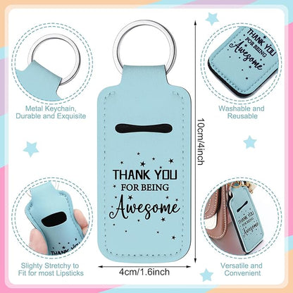 72 Pcs Lipstick Holder Bulk Lipstick Holder Keychain Thank You Inspirational Lip Gloss Pouch Portable(Bright Colors)