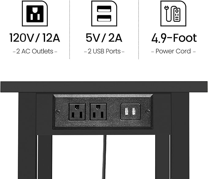 TUTOTAK 3 Tier Printer Stand, Rolling Printer Cart with Power Outlets and USB Ports, Mobile Printer Table with Wheels, for Under Desk, Office, Home, Greige PS02BK001