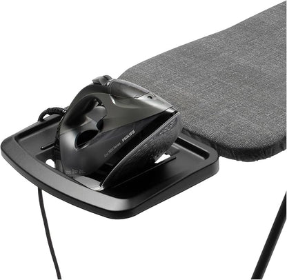 Brabantia - Ironing Board B – Solid Steam Iron Rest – Adjustable Height – Non-Slip Rubber Feet – 100% Fairtrade Cotton Cover with Foam Padding – Foldable – Denim Black – Size B (49 x 15 in)