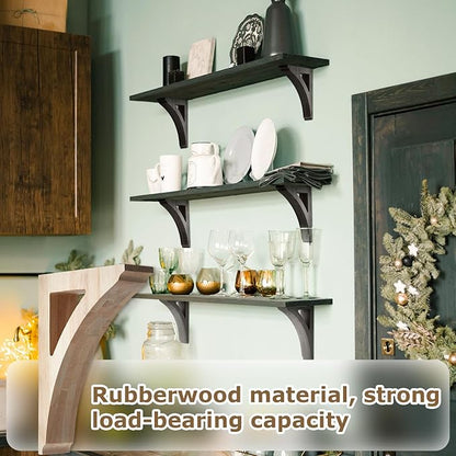 8 Pcs 1 3/4" W x 7 1/2" D x 10 1/2" H Traditional Wood Corbels Wooden Shelf Brackets Unfinished Paintable Solid Wooden Bracket for Doorway Countertops Home Shelves Cabinet Furniture Support