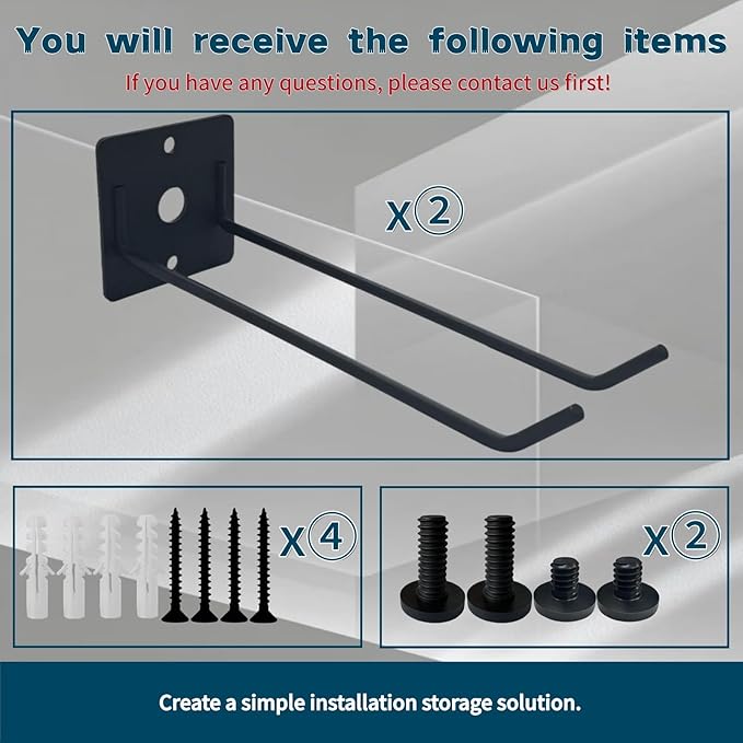 2 Pack Wall Mount Hook Tool Organizer,Garage Tool Organizer Wall Mount,Iron Shelf Accessory compatible with Suncast Sheds,with EZ Bolt Assembly