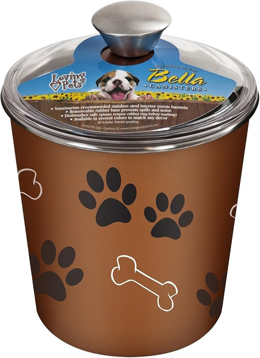 Loving Pets Bella Dog Bowl Canister/Treat Container, Copper