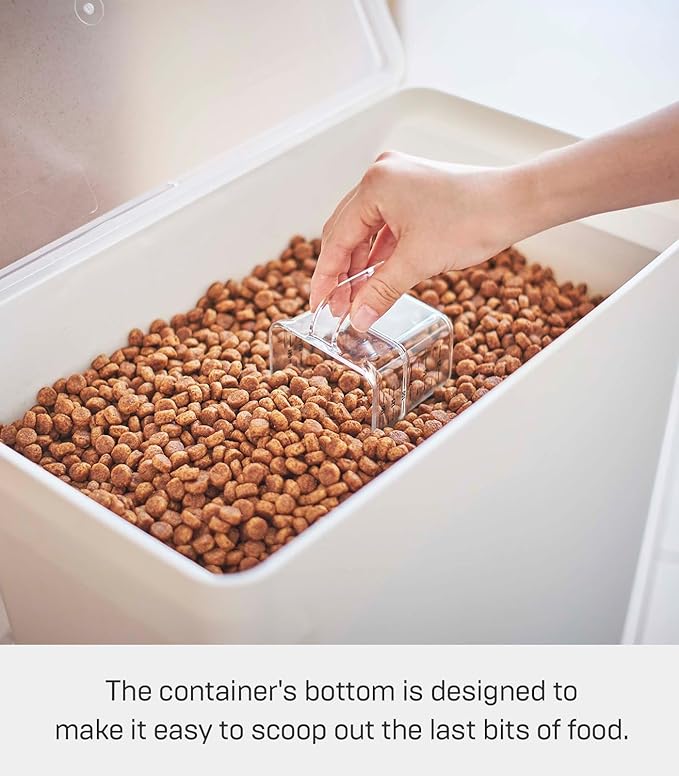 YAMAZAKI Home Tower Airtight Pet Food Storage Container - Cat And Dog Food Holder Bin With Transparent Lid And Handle - Extra Large - Polypropylene - 6.6 Gallons, 25 Liters