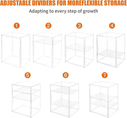 YESGIRL 3-Tier Clear Baby Bottle Organizer,Clear Stackable Acrylic Storage With Drawer for Countertop Cabine Storage Station Case Box Container for Nipples Pump Parts Food Jars