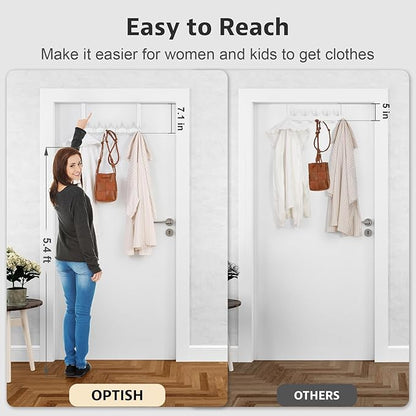 Over The Door Hooks, Door Hanger Hooks for Hanging, Over The Doors Towel Racks for Bathroom, Coat Rack Dorm Essentials (1Pack, White, Fit 1-3/4" Doors)