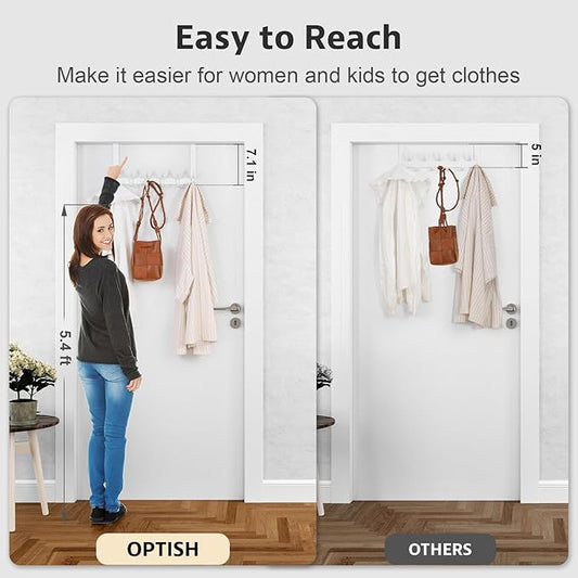 Over The Door Hooks, Door Hanger Hooks for Hanging, Over The Doors Towel Racks for Bathroom, Coat Rack Dorm Essentials (1Pack, White, Fit 1-3/4" Doors)