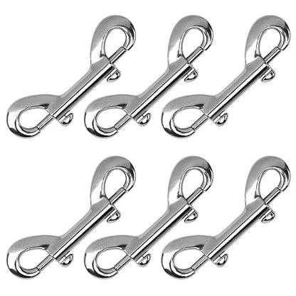 6 PCS Double Ended Snaps, 3.5 Inch Zinc Alloy Trigger Metal Clip, Silver Double Ended Snap Hooks for Pet Dog Leash, Water Bucket Hooks, Key Holder, Carabiner, Home, Farm, Other Indoor and Outdoor.