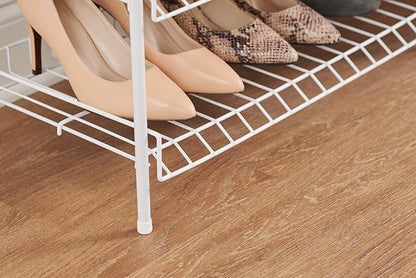 Rubbermaid 4-Tier Wire Shoe Rack, White, Simple Assemble, Storage Shelf for Organization in Bedroom/Closet