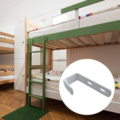 4pcs Iron Bunk Bed Ladder Brackets, PVC Coated Stainless Steel Angled Ladder Hooks Heavy Duty Hardware Utility Hook Loft Bed Hanger (White)