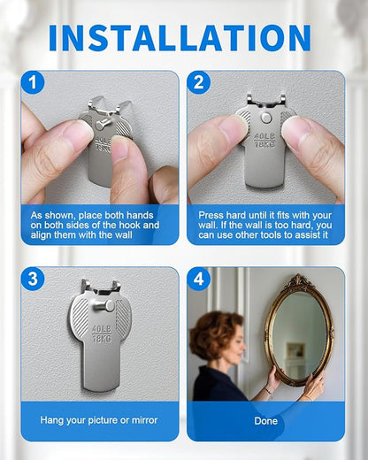 30Pcs Claw Picture Hangers for Drywall: Large Mirror Picture Hanging Hooks - No Damage Heavy Duty Art Hanging Photo Poster Painting Hanger Hardware Kit - Claw for Decor Room Office