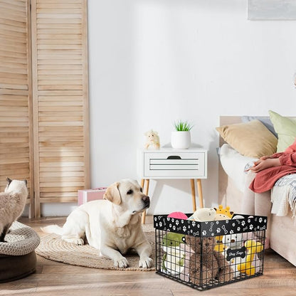 Large Dog Toy Basket Metal,Dog Toy Box,Dog Toy Bin for Living Room Area,Dog Toy Storage Basket,Dog Baskets for Toys,Puppy Toy Holder,Dogs Toy Container Organizer,Medium Pet Toy Food Storage