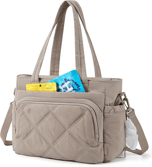 BAGSMART Lunch Bag Women Large Lunch Box Insulated Tote Bag with Multi-Pockets Quilted Puffy Tote for Work, Outdoors