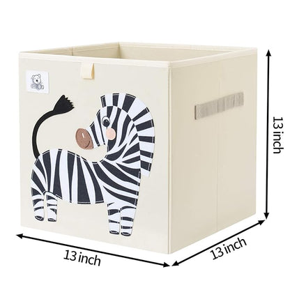 CLCROBD Foldable Animal Cube Storage Bins Fabric Toy Box/Chest/Organizer for Toddler/Kids Nursery, Playroom, 13 inch (Zebra)