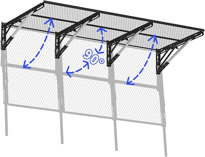 Heavy Duty Foldable Garage Storage Shelves Wall Mounted Metal Rack Unit Organizer with Removable Edge Barriers, Adjustable System for Corner Wall Use, 52.76 Inch Long 24.45 Inch Large