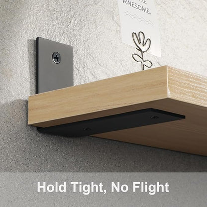 Alise Floating Shelf Brackets Heavy Duty L-Shaped Wall Brackets - Black Angle Corner Braces for Shelves, Stainless Steel Reinforced Shelf Support Bracket for Wooden Boards 5x3.4 Inch, Pack of 4