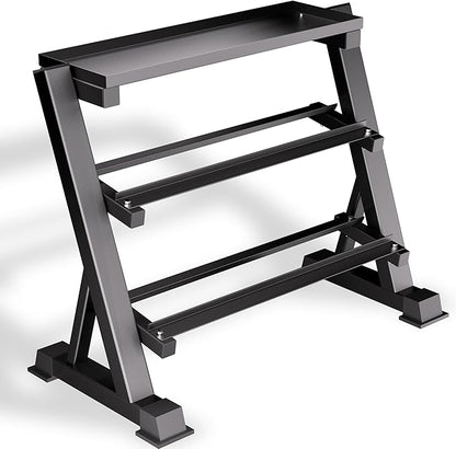 Heavy Duty 3 Tier Dumbbell Rack Stand, 1200LBS Weight Rack for Home Gym, Dumbbell and Kettlebell Storage with Adjustable Width, Stand Only