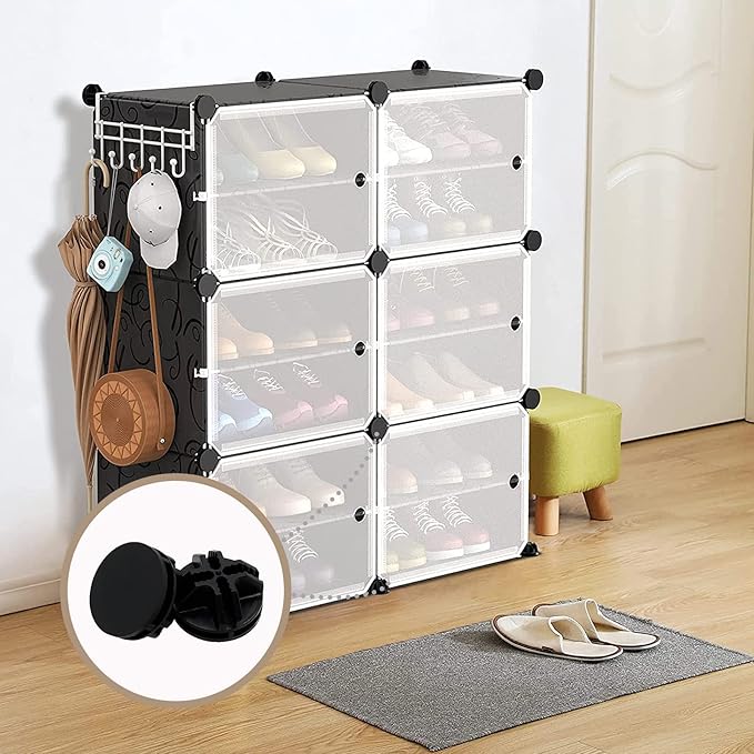 30Pcs Wire Cube Plastic Connectors Plastic Grid Cube Organizer Connector for Modular Closet Storage Organizer and Wire Shelving (Black)