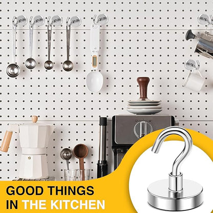 DIYMAG Magnetic Hooks, 120 LB Heavy Duty Strong Magnet with Hook, Rare Earth Neodymium Magnets for Hanging, Magnetics Hanger for Curtain, Home, Kitchen, Workplace, 20 Packs