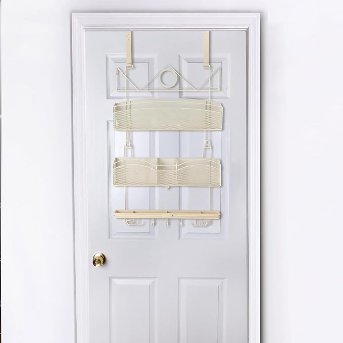 Over The Door #3300 Hanging Storage for Keys and Pet Supplies, All in One Rack in Bone Color