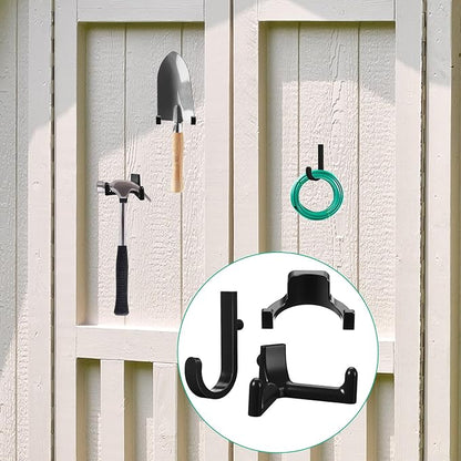 30 Pcs Storage Shed Tool Hooks Shed Accessories Compatible with Suncast/Craftsman J/U/V Shaped Tool Hanger Shelves Garden Garage Storage Organization Accessories for Hanging Shovel Rake(Black)