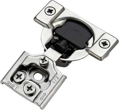 Ravinte 60 Pack (30 Pairs) 1/2 Inch Overlay Soft Close Hinges for Kitchen Cabinets - Satin Nickel Hidden Concealed Hinge, Stainless Steel, Self Closing