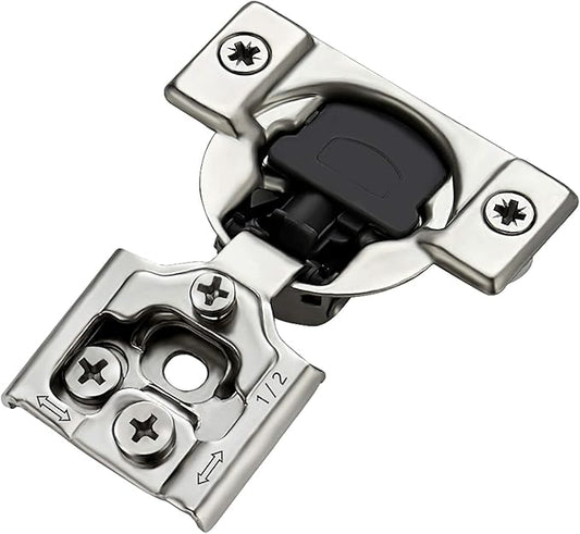 20 Pack 10 Pairs 1/2 inch Overlay Soft Close Hinges for Kitchen Cabinet Hinges Satin Nickel Hidden Hinges Stainless Steel Concealed Hinge self Closing