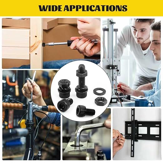 750PCS M3 Screws Assortment Kit, M3x6/8/10/12/16/20/25/30 mm Hex Socket Head Bolts, Nuts & Washers Assorted Set - 12.9 Alloy Steel Black Zinc Plated M3 Screw for 3D Printer,DIY