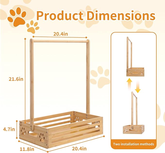 Baby Clothing Rack for Toddler, Pets, Bamboo Clothes Rack with Adjustable Hanging Rod, Storage Shelf & Handle, Nursery Organizer for Baby Shower, Dogs and Cats