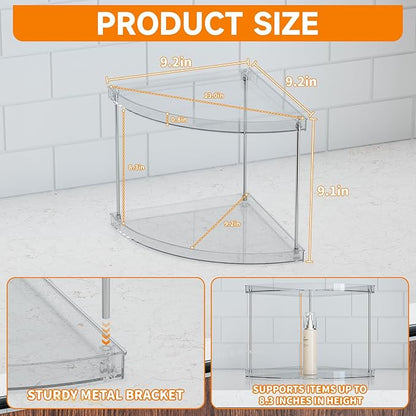 Yieach Clear Corner Bathroom Counter Organizer,2Tier Tiered Countertop Corner Shelf for Perfume,Beauty Products,Makeup Organizer,Skincare Organizers,Vanity Storage Tray for Bedroom,Bathroom Sink Shelf