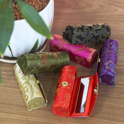 MIAO JIN 24PCS Lipstick Case with Mirror,Small Lipstick Holder for Purse, Bulk Storage Box Return Gifts Mini Floral Jewelry Cosmetic Case (Random Color)