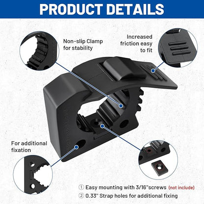 ROBLOCK 4 Pack Heavy Duty Rubber Tool Clips - 1.25" to 1.75" Tool Holder for Shovel, Axe, Hoe – Quick Release Mount for Truck Bed, Roof Rack, Jeep, ATV, UTV – Scratch-Free Storage