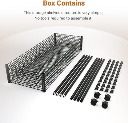 Simple Deluxe Heavy Duty 5-Tier Storage Shelving Unit, 35.83" W x 13.98" D x 61.02" H, 1250 Lbs Loading Capacity, Black