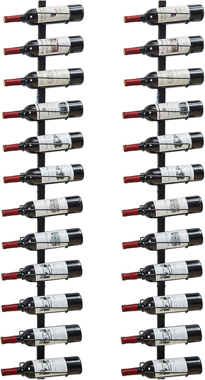 2 Pack 12 Bottle Wall Wine Rack for 24 Wine Bottles, DIY Detachable Wall Mount Wine Rack, Wine Storage Organizer Display Holder Used As One or Four, for Dining Room, Wine Cellar, wine lover gift