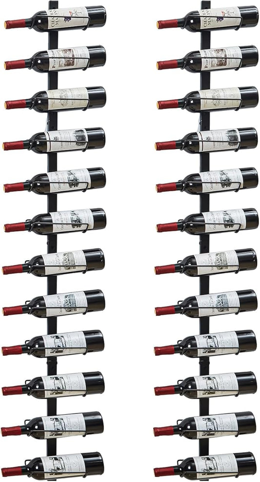 2 Pack 12 Bottle Wall Wine Rack for 24 Wine Bottles, DIY Detachable Wall Mount Wine Rack, Wine Storage Organizer Display Holder Used As One or Four, for Dining Room, Wine Cellar, wine lover gift