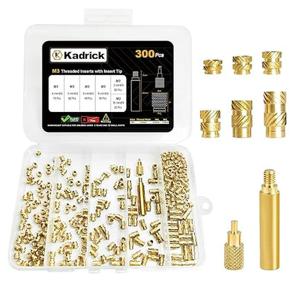 300 Pcs M3 Threaded Inserts for Plastic with Heat Set Tip,M3*(3mm-10mm Hight)*4.5mm Heat Set Inserts Kit,Brass Inserts for 3D Pringting